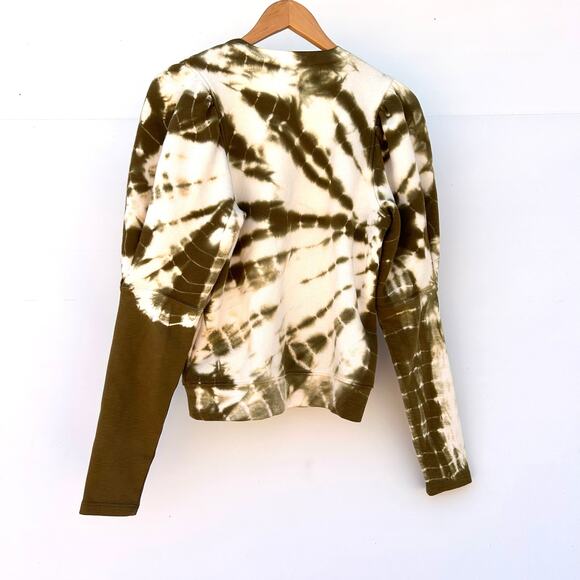 Ulla Johnson Olive and Cream Tie-Dye V-Neck Sweatshirt - Picture 5 of 9